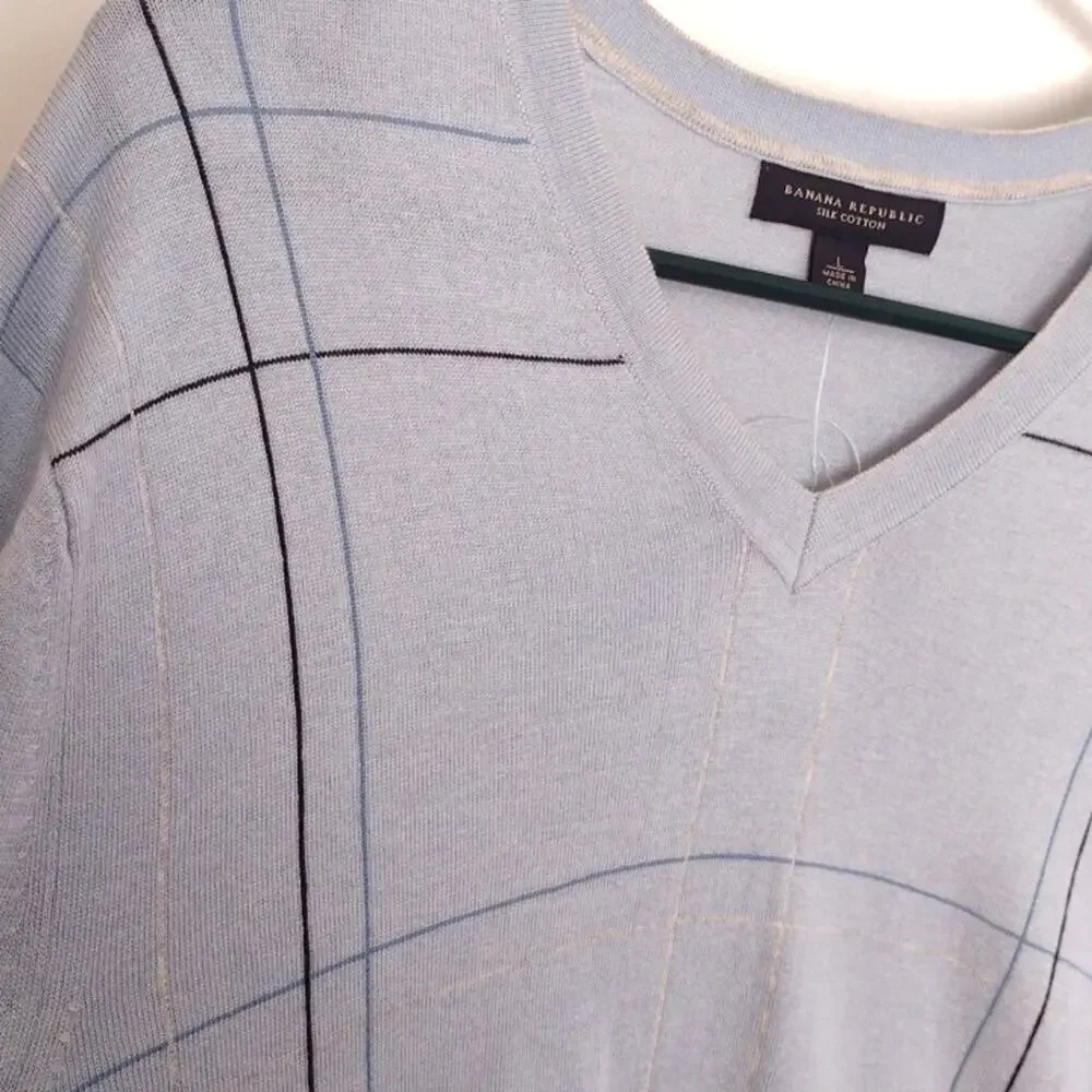 NWT Banana Republic Silk Cotton Men's Sweater Size L Preppy Casual Office Light
